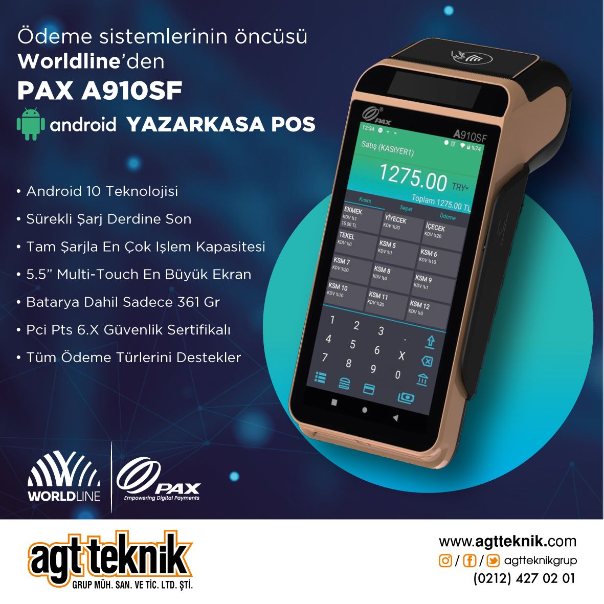 PAX A910SF AndroidPos yazarkasa Stoklarda !