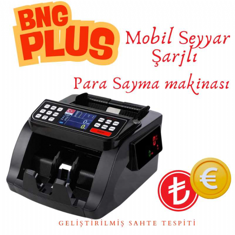 Bng Plus Mobil seyyar Şarjlı Para Sayma makinası TL / EURO Stoklarda !